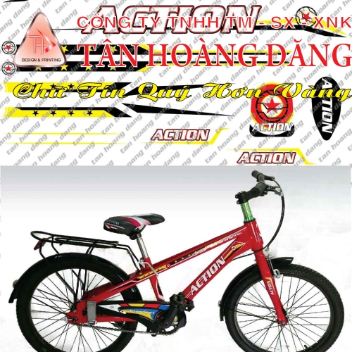 Decal xe đạp Action vàng nhỏ