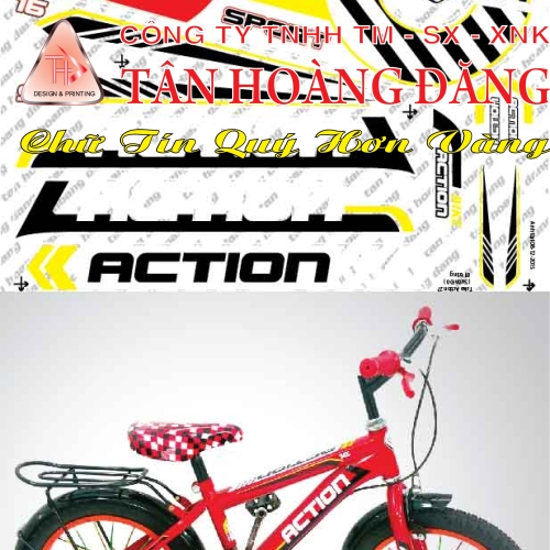 Decal Xe Đạp Action Vàng Nhỏ
