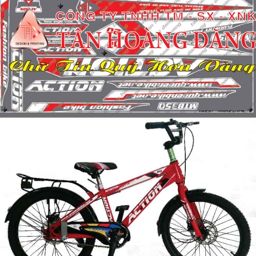 Decal Xe Đạp Action Đỏ Nhỏ
